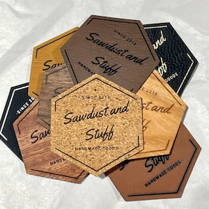 Set di 10 toppe con logo personalizzato per cappelli, toppa in similpelle - Cappelli con logo, toppa in pelle incisa al laser, cappelli da uomo personalizzati - toppa in legno