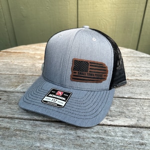 Small Town Proud Hat leatherette patch - Leather Patch, Richardson 112 Hat - Dad hat - I'm not a step dad I'm a dad who stepped up