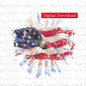 4th of July Sublimation, Independence Day, American Flag Design, Sublimation, July 4th Sublimation, PNG, Fireworks Image, Digital Download