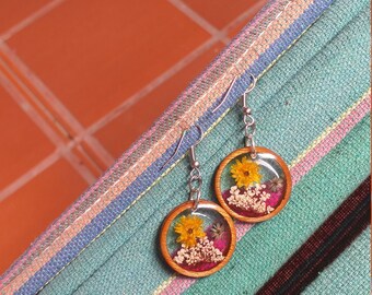 Mexican sunflower pressed earrings