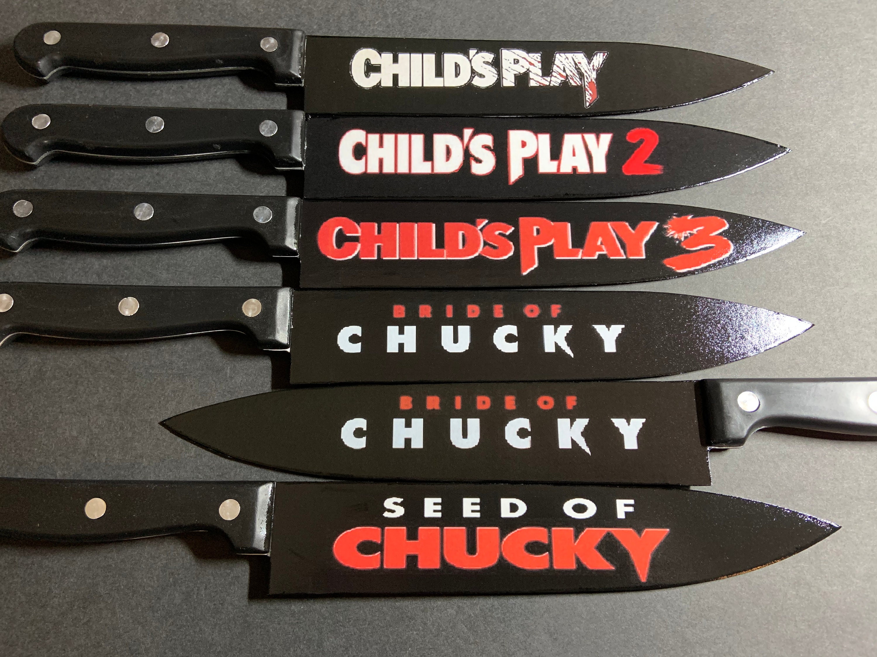 Childs Play Chucky 6 Knife Set With/without Sublimated Stands Etsy