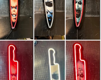 Horror Character Knife Neon Light