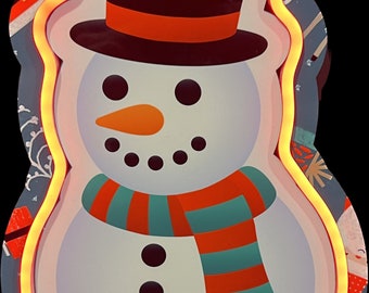 Christmas Snow Man Neon Light Decoration