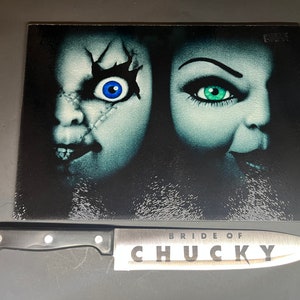 Bride Of Chucky Sublimated Glass Cutting Board With/Without Matching Knife