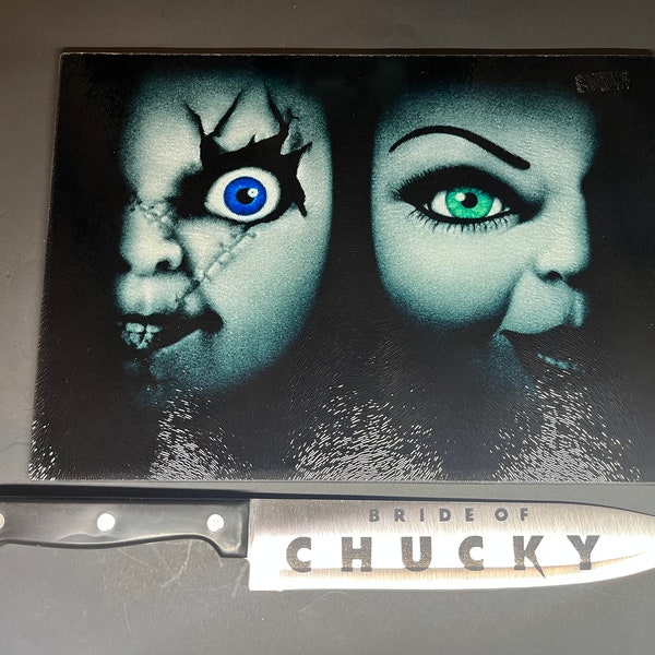 Bride Of Chucky Sublimated Glass Cutting Board With/Without Matching Knife