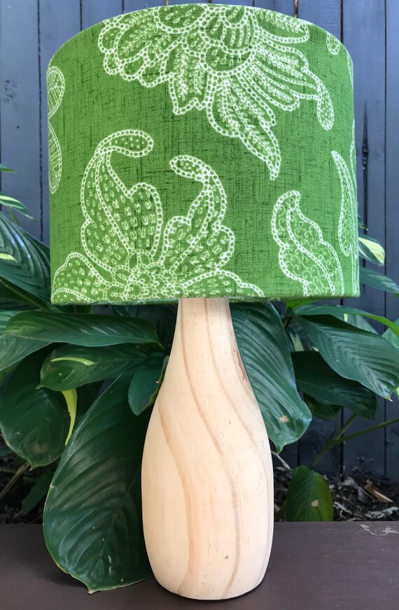 green and white lamp shade