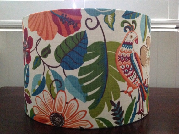 Colourful Bird Lamp Shade Resort Style Coastal Lampshade Colourful Bird Lamp Shade Resort Style, Coastal Style Lamp Shades