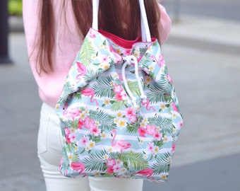 flamingo bag, large beach bag, waterproof bag