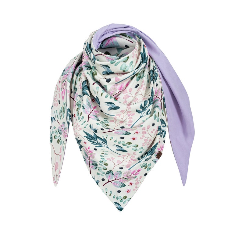 Cotton scarf, colorful, with flowers image 1