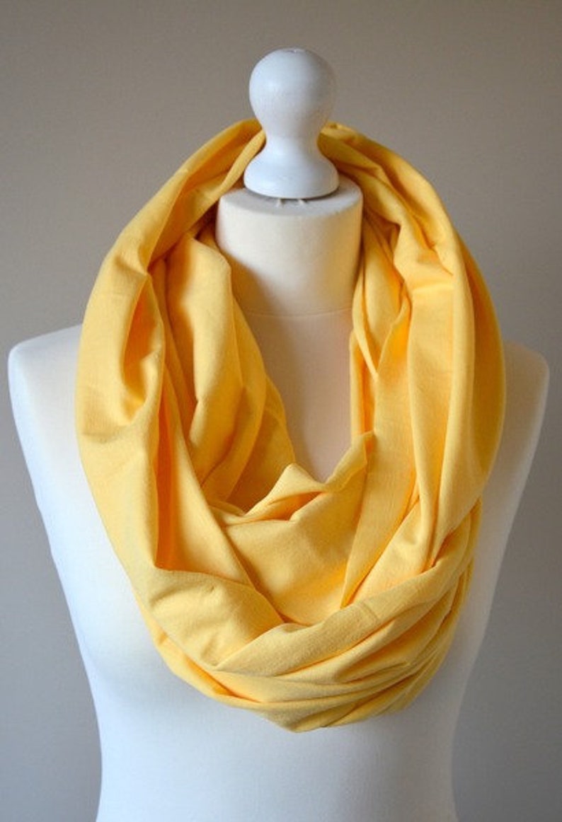 knitted shawl, cotton shawl, infinity, shawl made of cotton, yellow scarf, warm shawl, women shawl, organic shawl, shawl image 1