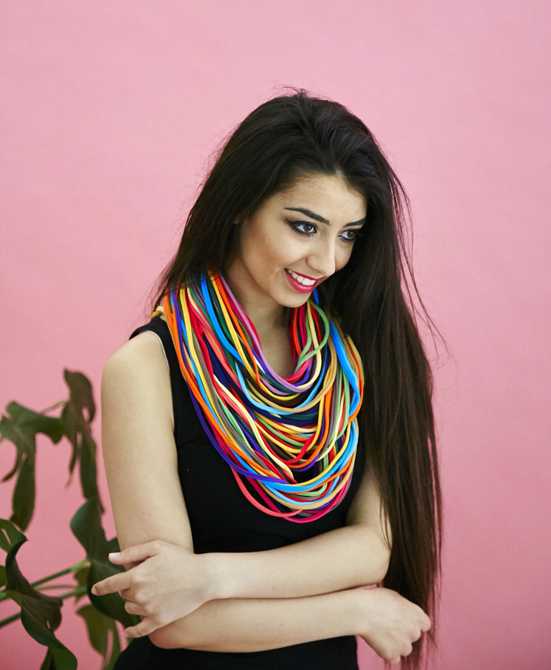 Knitted Necklace Blue Strings Infinity - Etsy