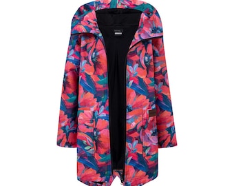 manteau imperméable, imperméable, manteau d'automne, veste femme à motifs avec poches zippées fleurs pastel