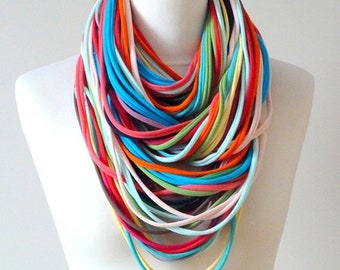 knitted necklace colorfull strings infinity straps