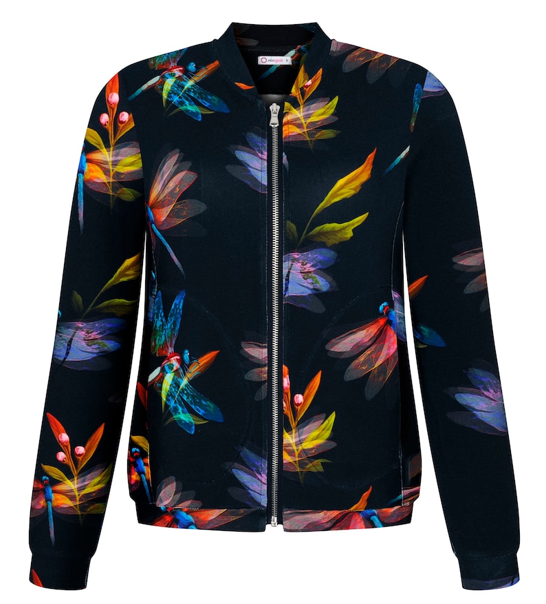 butterfly bomber, boho jacket, classic women,s bomber, floral jacket, floral blazer, women's bomber, printed jacket, bomber floral print image 1