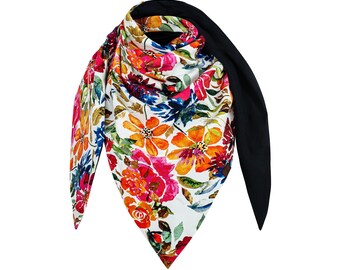 Cotton scarf, colorful, with flowers