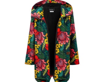 manteau imperméable, imperméable, veste femme à motifs avec poches zippées fleurs et feuilles