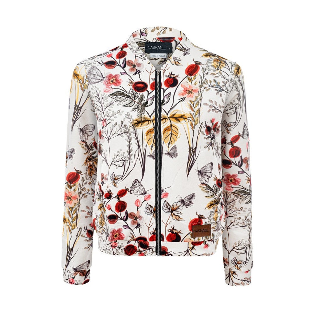 Neon Butterfly Print Women's Bomber Jacket