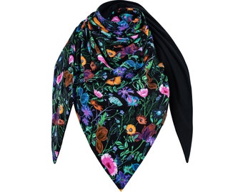 Cotton scarf, colorful, with flowers