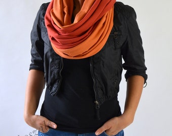 shawl, knitted shawl, cotton shawl, infinity, shawl made of cotton, warm shawl, women shawl,organic shawl, orange red