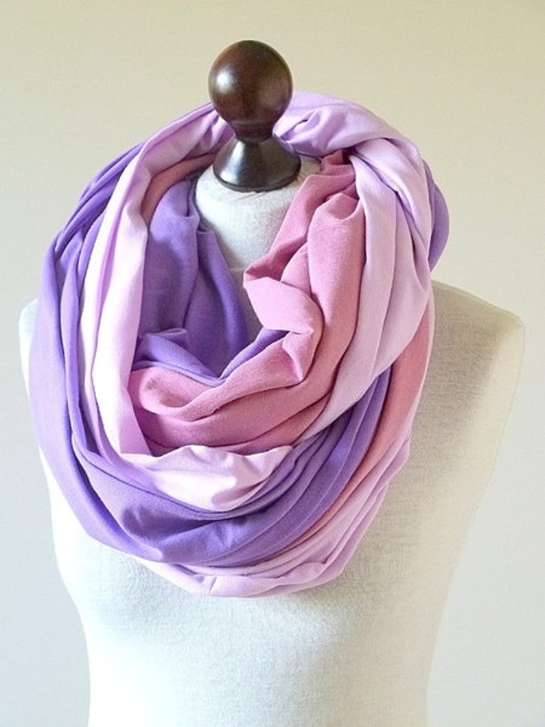shawl, knitted shawl, cotton shawl, infinity, shawl made of cotton, scarf, warm shawl, women shawl,organic shawl, purple image 1