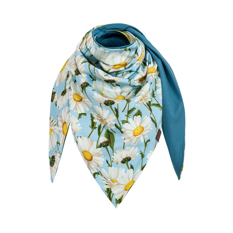Cotton scarf, colorful, with flowers image 1