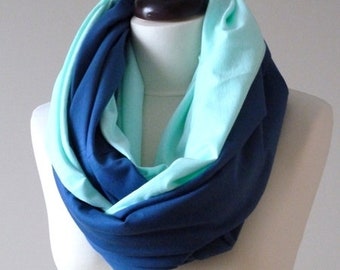 shawl, knitted shawl, cotton shawl, infinity, shawl made of cotton, scarf, warm shawl, women shawl,organic shawl, mints - dark blue
