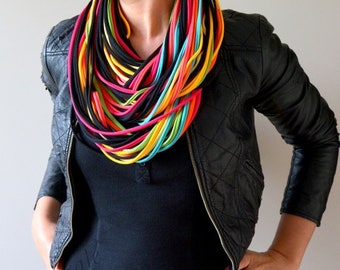 Écharpe tricotée collier, collier avec des cordes de coton, multicolore de coton 100 % 7