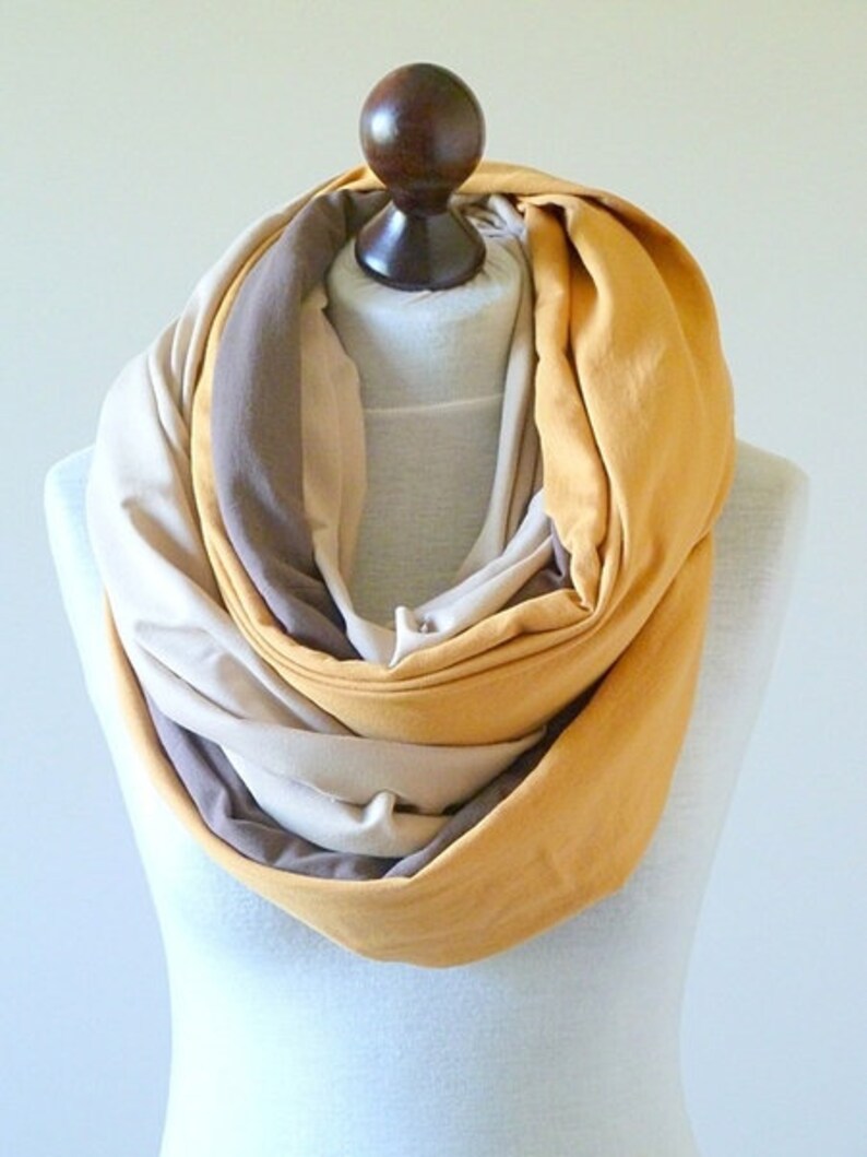 shawl, knitted shawl, cotton shawl, infinity, shawl made of cotton, scarf, warm shawl, women shawl,organic shawl, honey-beige image 1