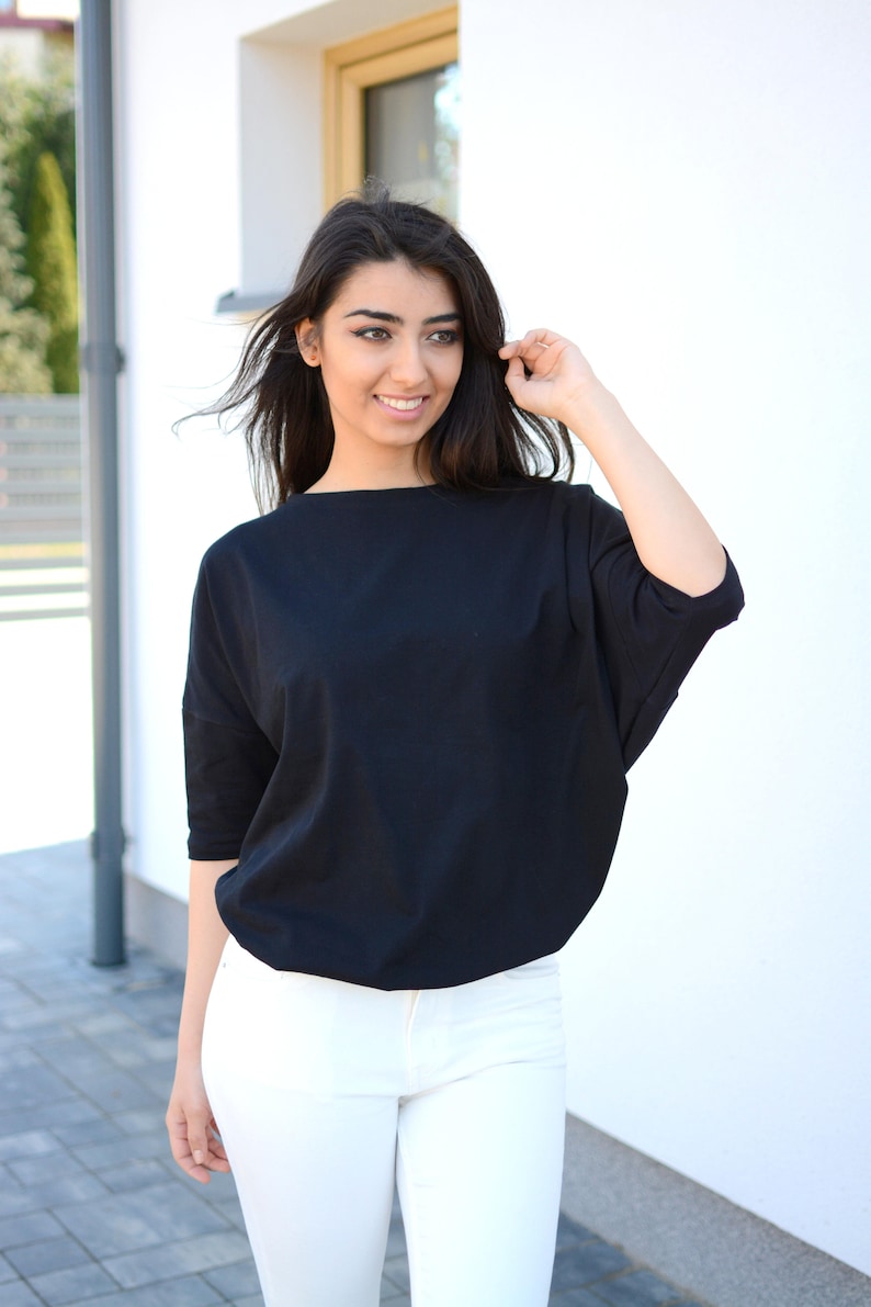 Blouse Loose Large Bust Oversize Black image 1