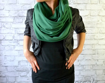 shawl, knitted shawl, cotton shawl, infinity, shawl made of cotton, scarf, warm shawl, women shawl,organic shawl green