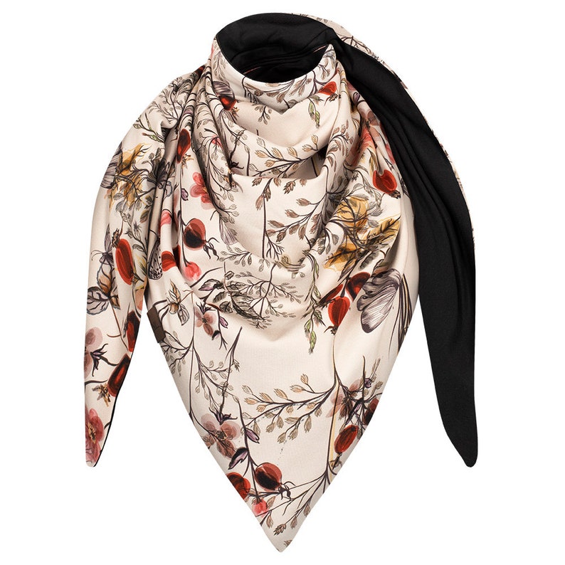 Cotton scarf, colorful, with flowers image 1