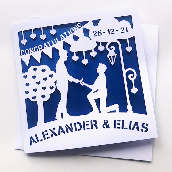 Personalised Gay Engagement Paper Cut Card