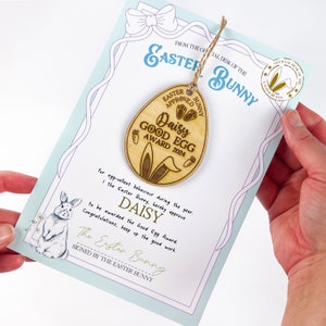 Médaille de Pâques personnalisée Bon œuf | Cadeau de Pâques | Étiquette pour panier de Pâques | Médaille en bois | Étiquette-cadeau de Pâques | Boîte de Pâques | Médaille Lapin de Pâques
