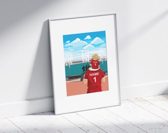 Personalised Football Print / Manchester United / Old Trafford Stadium / Family Portrait Gift / Custom Football Gift/ Father Gift