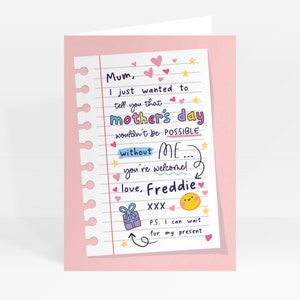 Carte personnalisée pour maman / Meilleure carte pour maman / Carte pour la fête des Mères / Maman, je voulais juste vous dire que la fête des mères ne serait pas possible sans moi