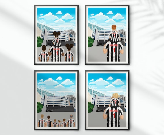 Personalised Football Print / Newcastle United St. James' Park Print Stadium / Family Portrait Gift /Custom Football Gift / Father Gift