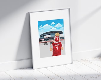 Personalised Football Print / Arsenal Gift / Emirates Stadium Stadium / Family Portrait Gift / Custom Football Gift / Father Gift