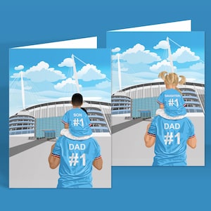 Manchester City, Etihad Stadium Greeting Card / #1 Dad, #1 Son, #Daughter Greeting Card