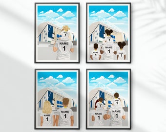 Personalised Football Print / Leeds United Gift / Elland Road Stadium Gift / Family Portrait Gift / Custom Football Gift / Father Gift