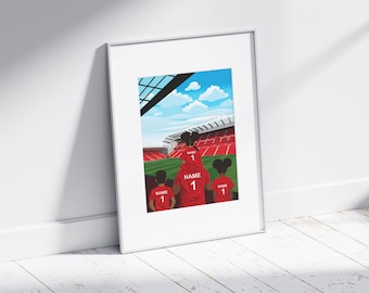 Personalised Football Print / Liverpool Gift / Inside Anfield Stadium / Family Portrait Gift / Custom Football Gift / Father Gift