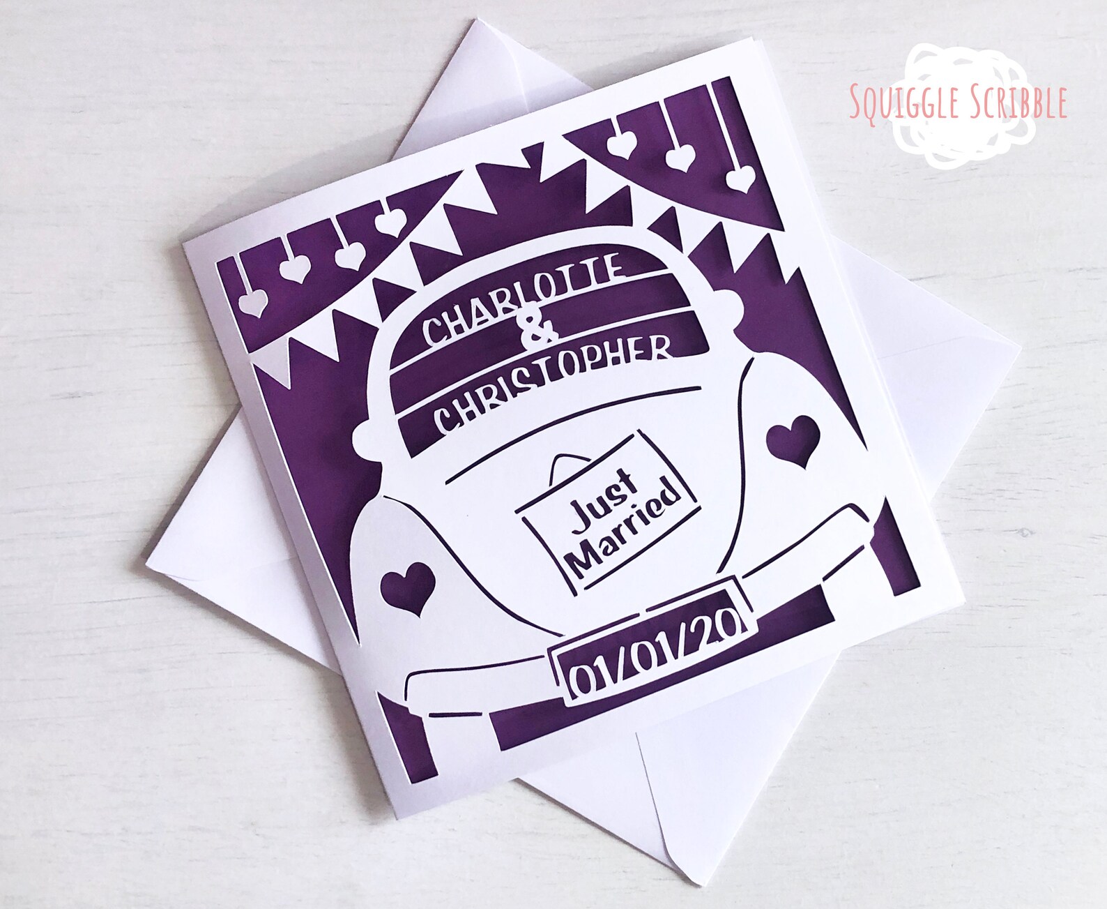 Personalised Paper Cut Just Married Wedding Card Etsy