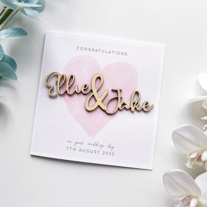 Personalised Wood Name Wedding Card // Congratulations // Happy Couple Card image 4