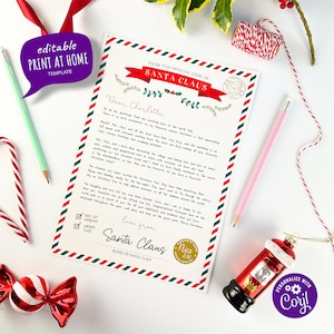 Descargar Carta personalizada a Papá Noel, Carta de Papá Noel / Papá Noel / Paquete imprimible editable / Lista de buenos aprobados / Carta a Papá Noel