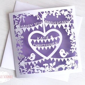 Personalised Paper Cut Anniversary Card