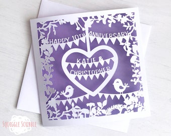 Personalised Paper Cut Anniversary Card