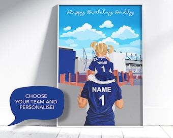 Personalised Father & Son Football Print / Personalised Father gift from Daughter Gift / Grandad Gift / Football Gift For Dad from Son