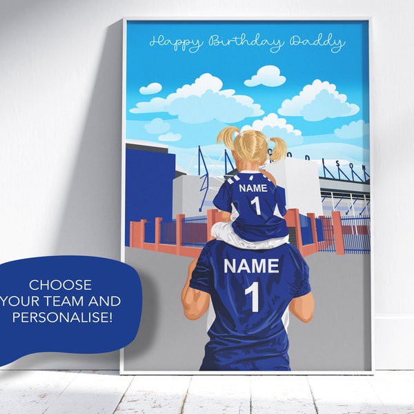 Personalised Father & Son Football Print / Personalised Father gift from Daughter Gift / Grandad Gift / Football Gift For Dad from Son