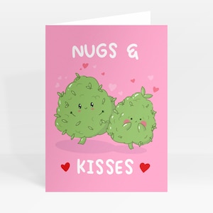 Carte pépites et bisous pour petit ami, petite amie, partenaire / carte Stoner, carte cannabis, carte 420, marijuana / carte Saint-Valentin / anniversaire
