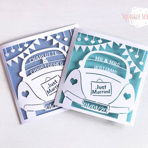 Personalised Paper Cut Just Married Wedding Card // Congratulations // Happy Couple Card