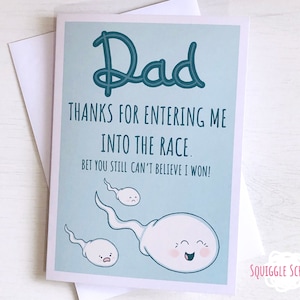 Carte d'anniversaire pour papa / Carte pour la fête des pères / Merci pour papa de m'avoir inscrit dans la course. Je parie que vous n'arrivez toujours pas à croire que j'ai gagné !